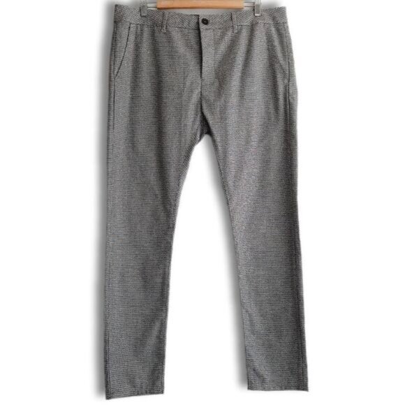 TOPMAN Stretch Skinny Button Fly Trousers Grey Geometric Pattern Men's Sz 38 - Picture 2 of 11